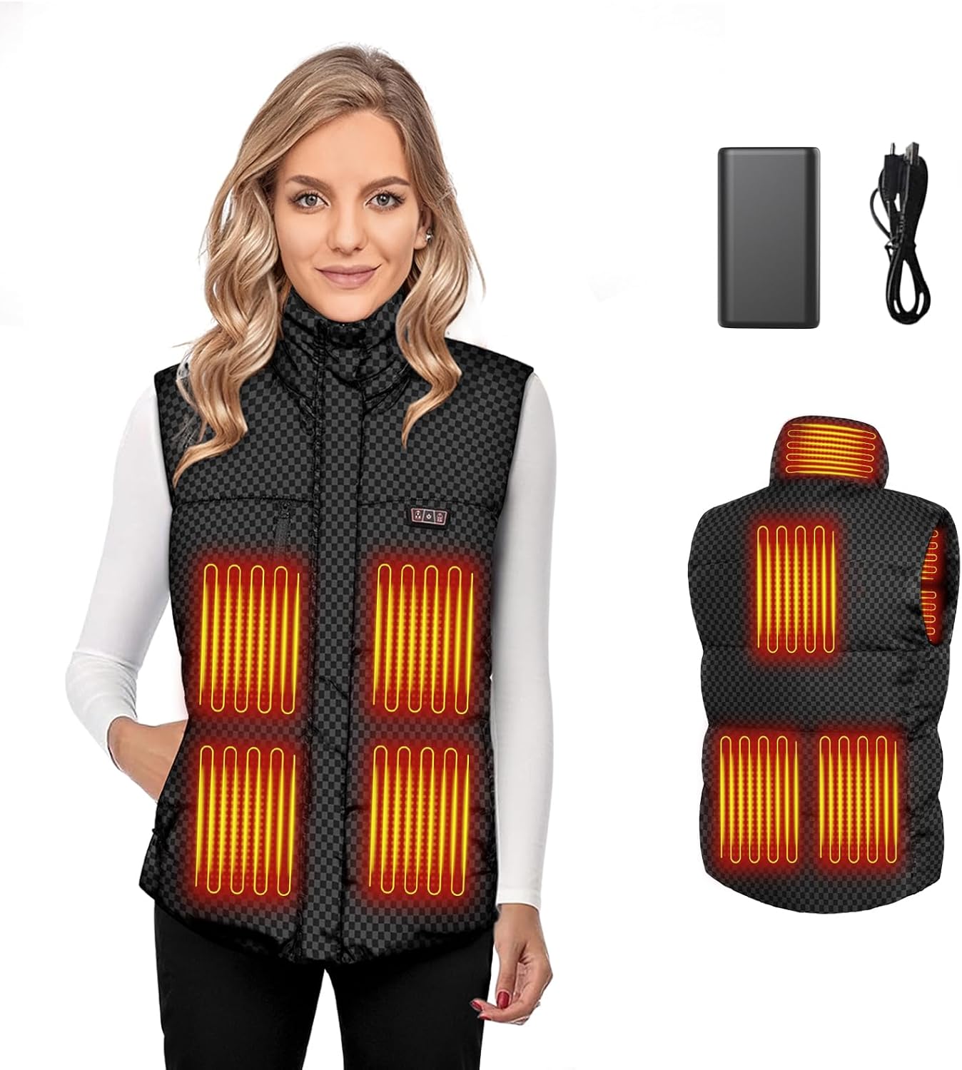 Women‘s Heated Vest with 16000mAh Battery & 3 Heat Settings, For Skiing, Winter Travel, Outdoor Activities