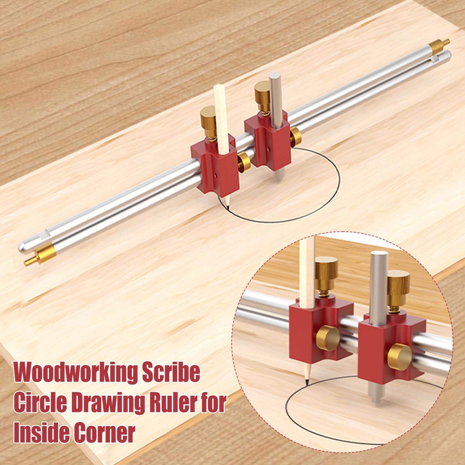 Calibre de barra modular 3 en 1, herramienta de brújula de posicionamiento de sujeción de barra, regla de dibujo circular de escritura para carpintería, herramienta de dibujo circular para medidas de