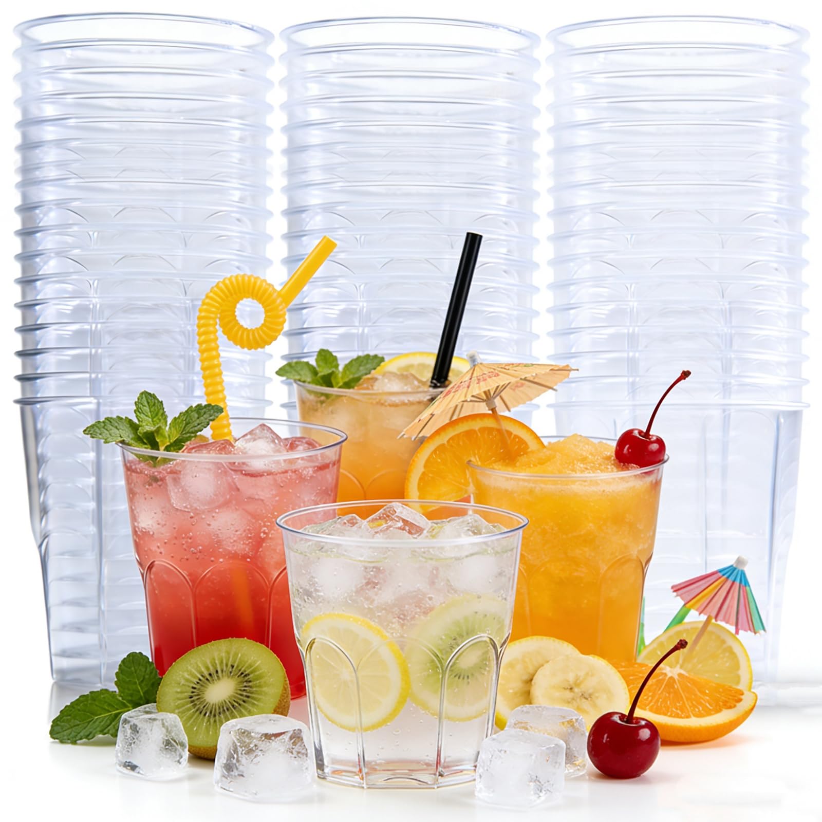 50 Pezzi Bicchieri Plastica Riutilizzabili da 220ml, Dura Bicchieri Trasparenti per Bevande, Bicchieri Plastica Rigida Lavabili per Vino, Champagne, Acqua, caffe, per Feste, Matrimon