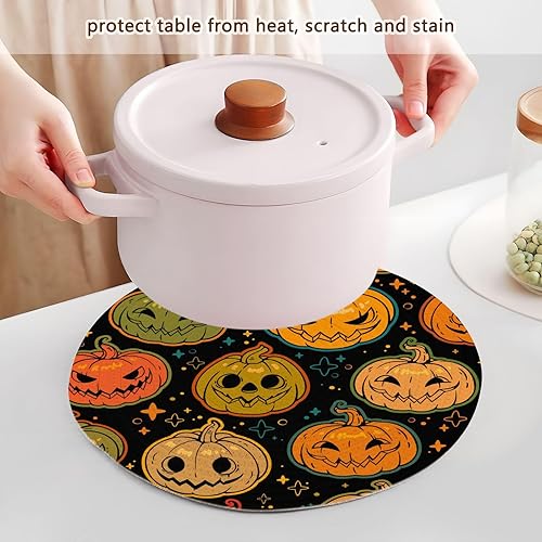 Miniatura 5 de 3 Pcs Extra Large Trivet for Hot Pots and Pans 15in Cotton Thread Weave Absorb Water Potholders for Instant Pot Halloween Decor Bright Orange Happy
