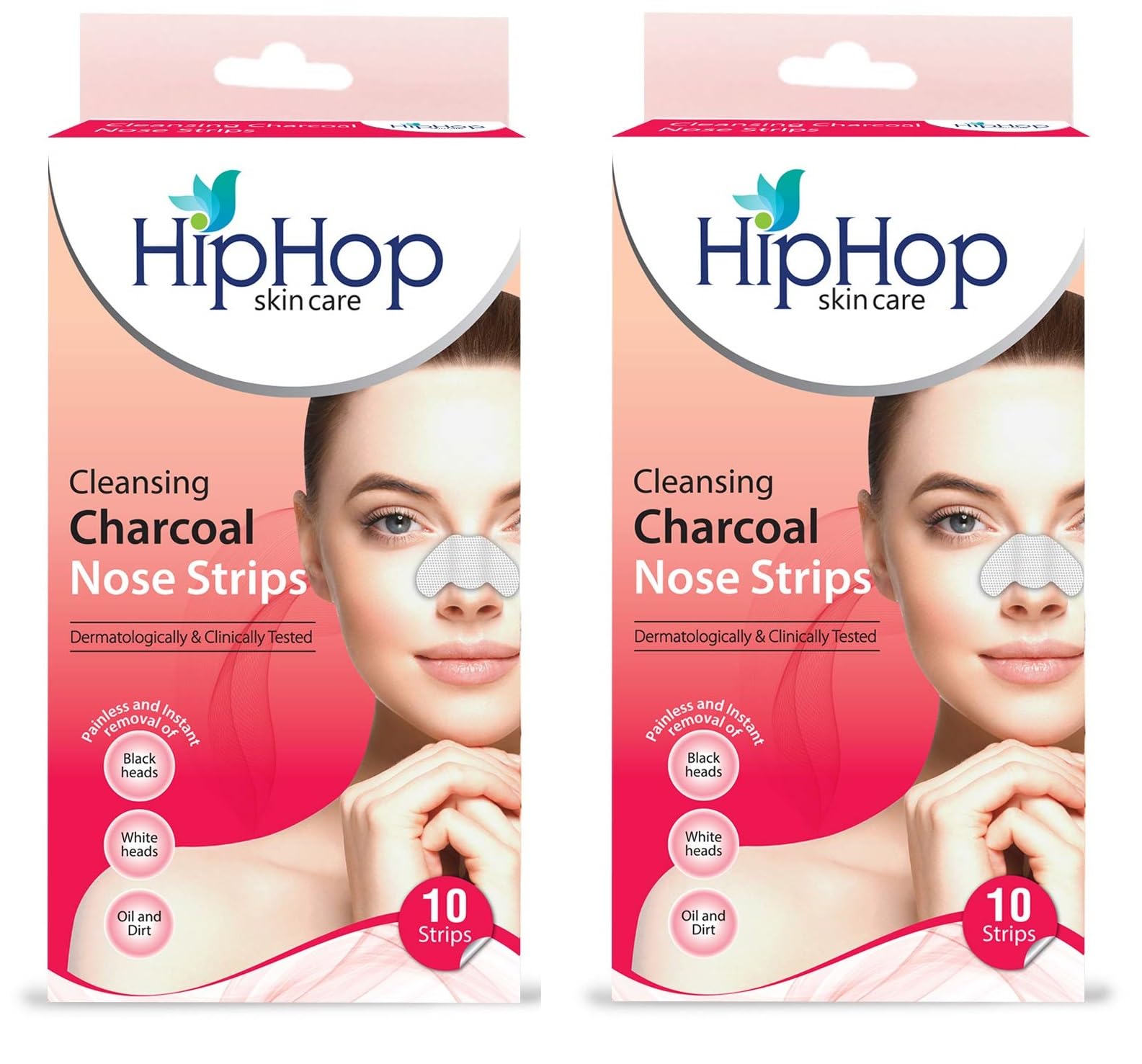HipHop Skin Care Cleansing Charcoal Nose Strips combo, Blackheads, Whiteheads Remover, Pore Cleanser, with Natural Extracts, for Women, All Skin Types (Women Nose Strips 10 Qty (NOES STRIP 10 ( pack