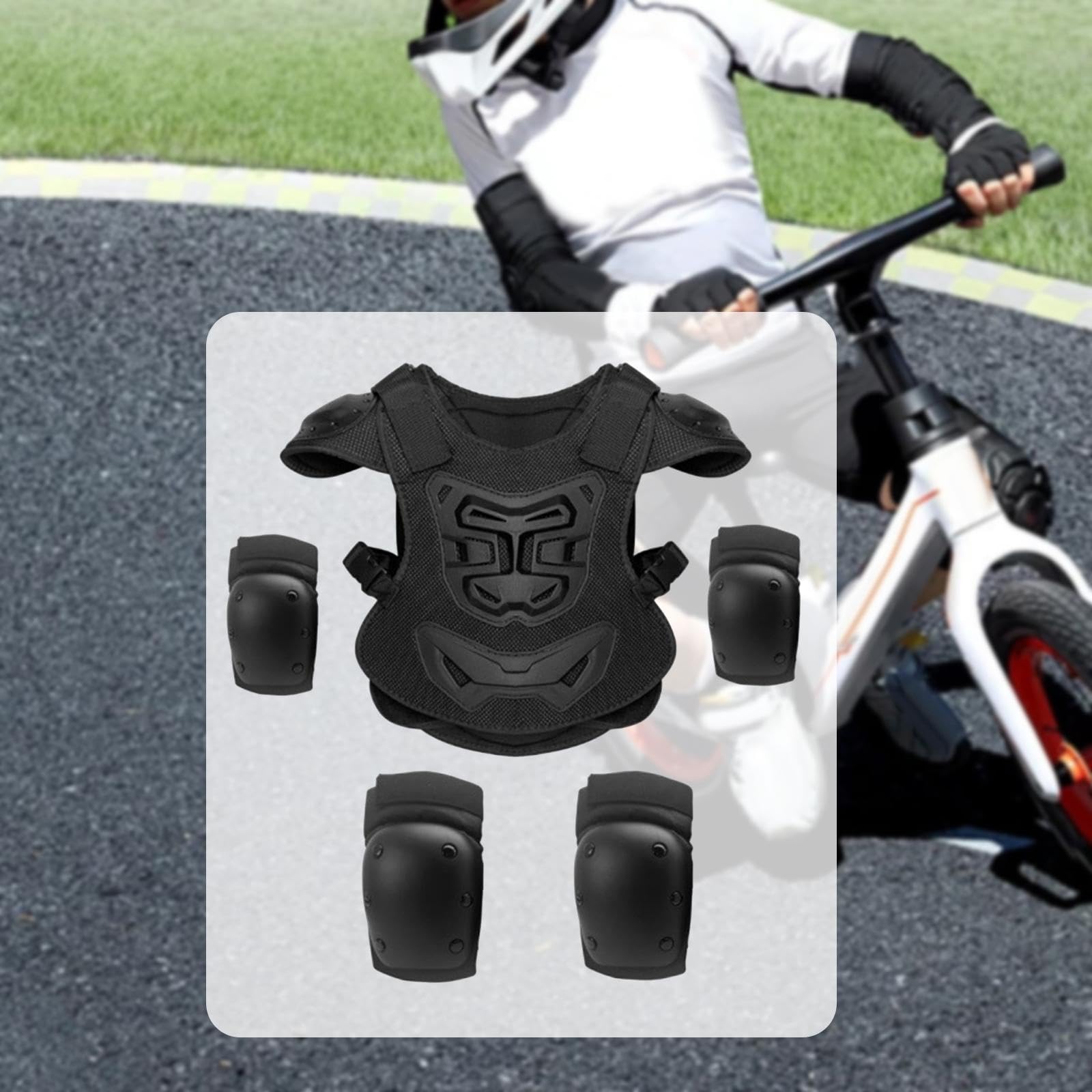 5 Pezzi Pettorina Protettiva Bambino Armatura da Motocross con Ginocchiere E Gomitiere Design Regolabile per vestibilità Comoda Adatto per Motociclis