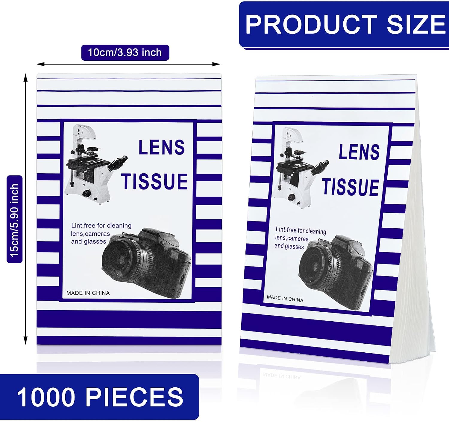 1000 Pieces Lens Cleaning Paper Tissue Lens Paper Bulk for Camera Lenses, Microscopes, Computer Screens, Magnifiers, Glasses, 20 Booklets
