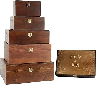 Handcrafted Personalized Walnut Keepsake Box – Custom Engraved with Name, Date or Logo – Wooden Jewelry, Photo & Memory Storage