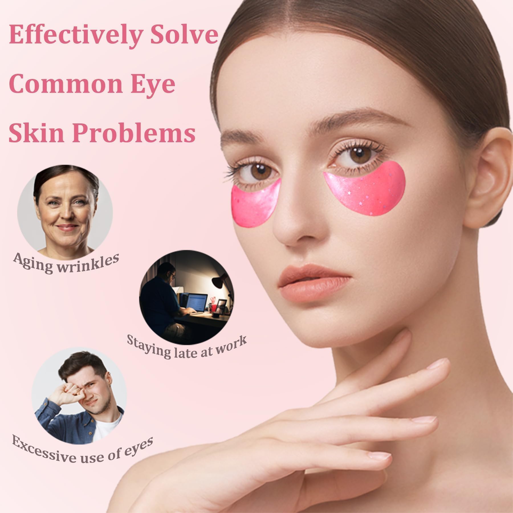 Under Eye Patches, Collagen Under Eye Mask, Dark Circles Under Eye Treatment, Puffy Eyes Bags Under Eyes Removal, Anti-Aging - Image 4
