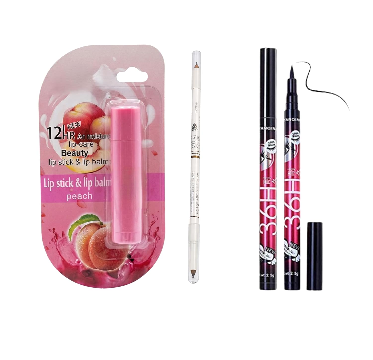 Professional 3-Piece Daily Beauty Combo – Includes 12HR Moisture Peach Lip Care Balm, 36H Waterproof Liquid Eyeliner & Dua... - Review, Price and Buying Guide