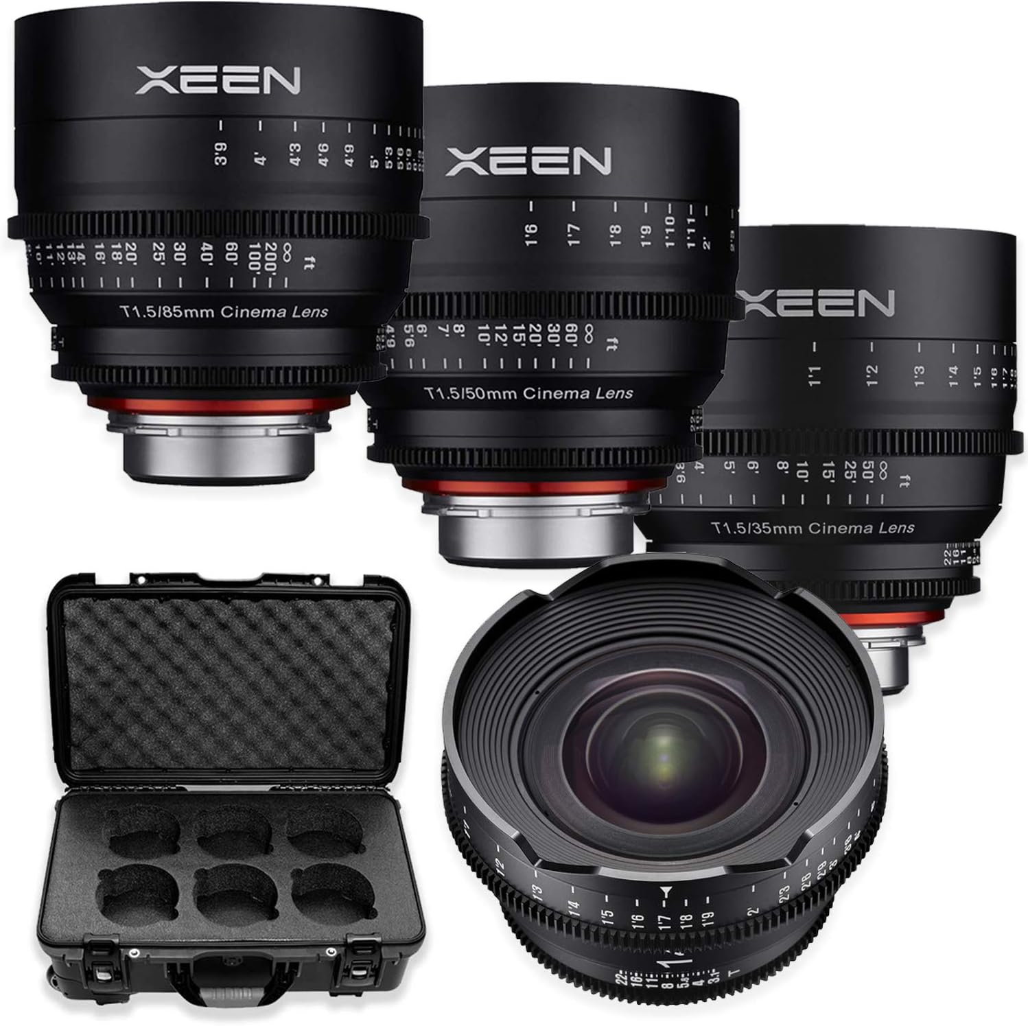 Rokinon's Xeen Cine Lens Bundle with Xeen 14mm T3.1 Cine Lens, Xeen 35mm, 50mm, 85mm T1.5 Professional Cine Lenses for Canon Mount Cameras by Rokinon