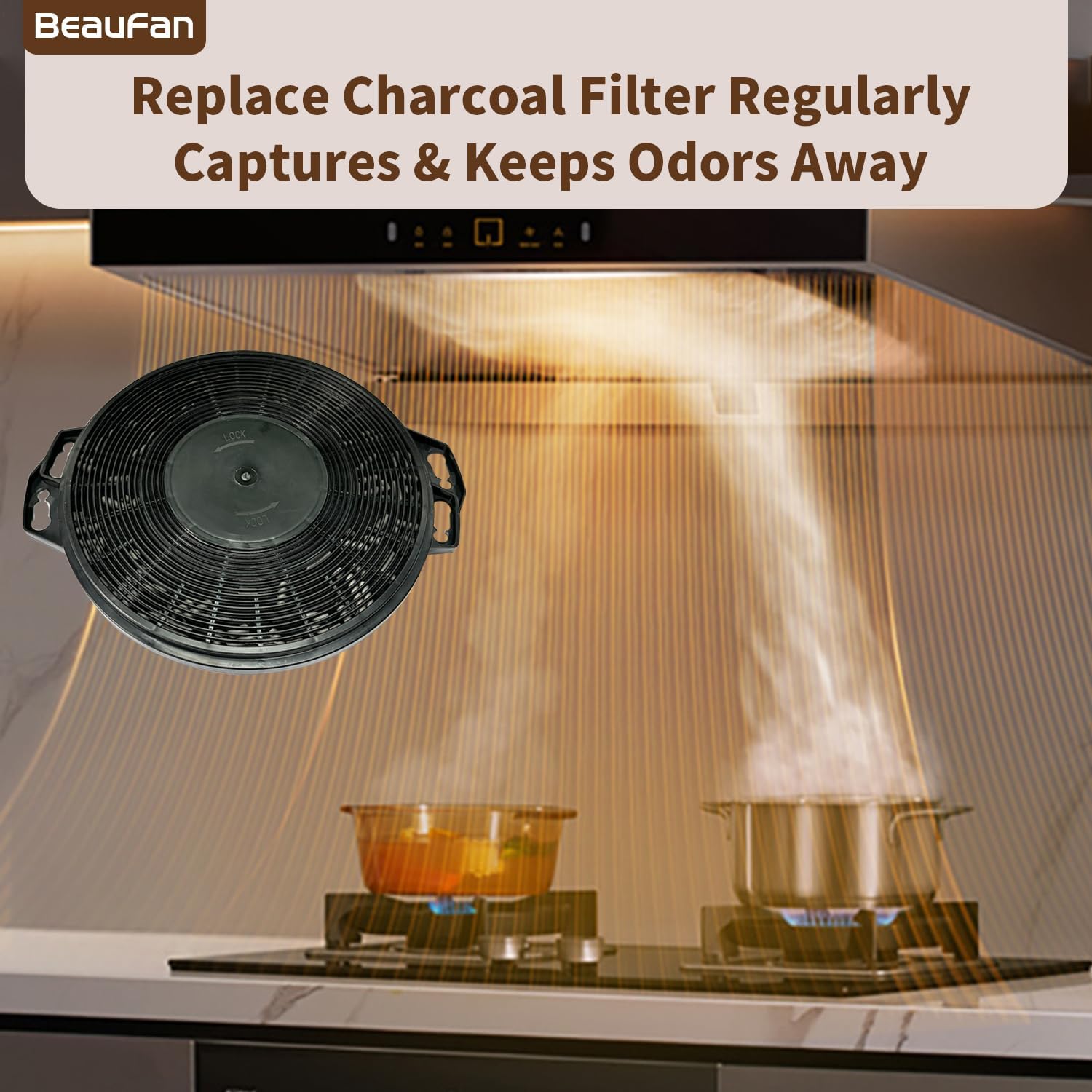 4 Pack CACF006 Charcoal Filters Replacement for CIARRA Range Hood Models CAS75918B, CAB75918B, CAS75918A, CAS75905, CAB75905, Comes in a Set with 4 Pack, Can be Replaced Twice