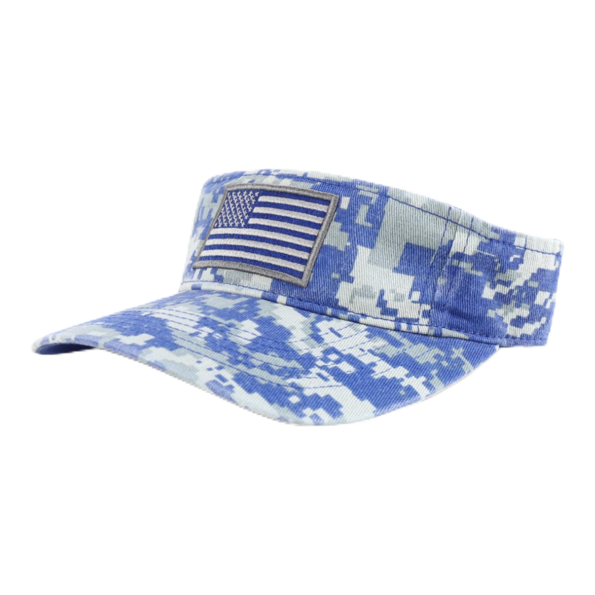 Trendy Apparel Shop USA American Flag Embroidered Polyester Summer Visor Hat