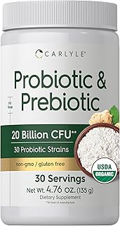 Carlyle Probiotic and Prebiotic Powder | 20 Billion CFU | 4.76 oz | Orga...