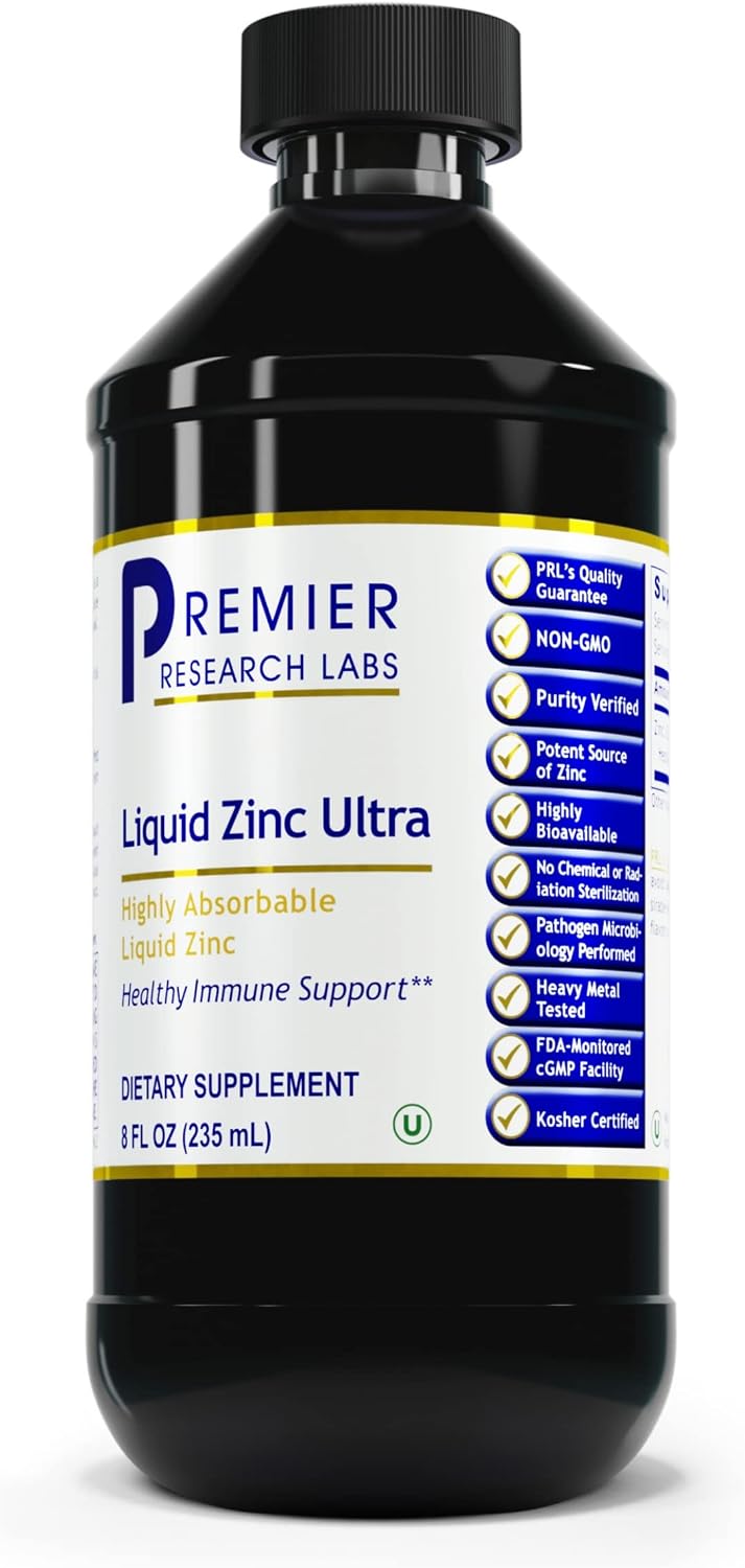 Premier Research Labs Liquid Zinc Ultra - Highly Absorbable Liquid Zinc - Supports Healthy Immune System - Non-GMO, Vegan - 8 Fl Oz (47 Servings)