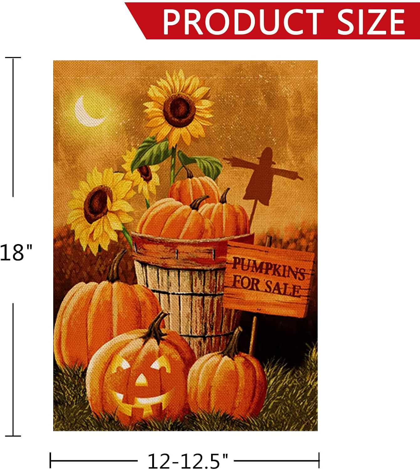 Dyrenson Home Decorative Halloween Garden Flag Double Sided, Rustic Fall Quote House Yard Flag, Harvest Pumpkin Primitive Sunflower Garden Yard Decorations, Outside Farm Seasonal Outdoor Flag 12 x 18