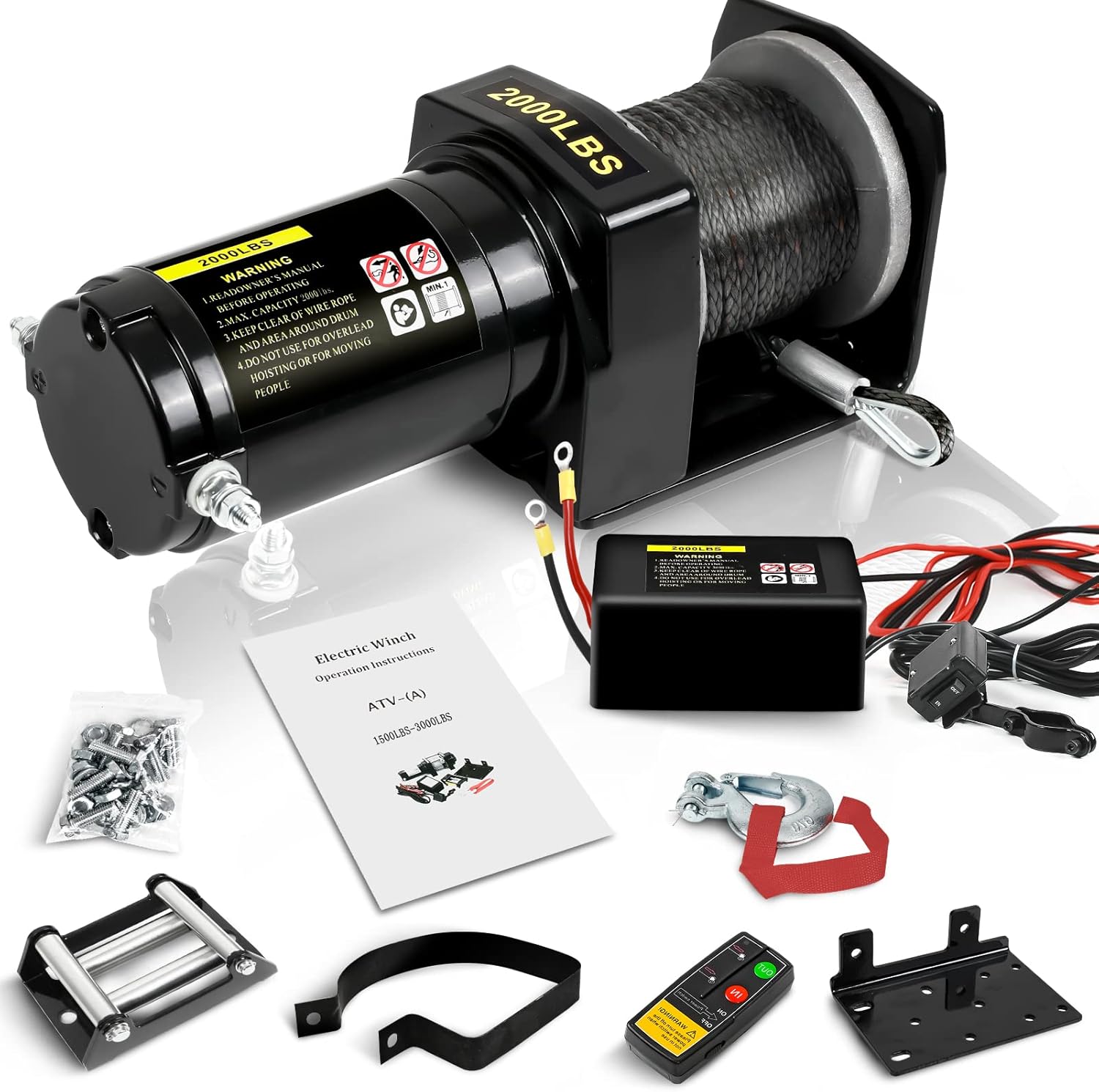 Electric Winch2000lb 12V ATV Winch, with Synthetic Rope