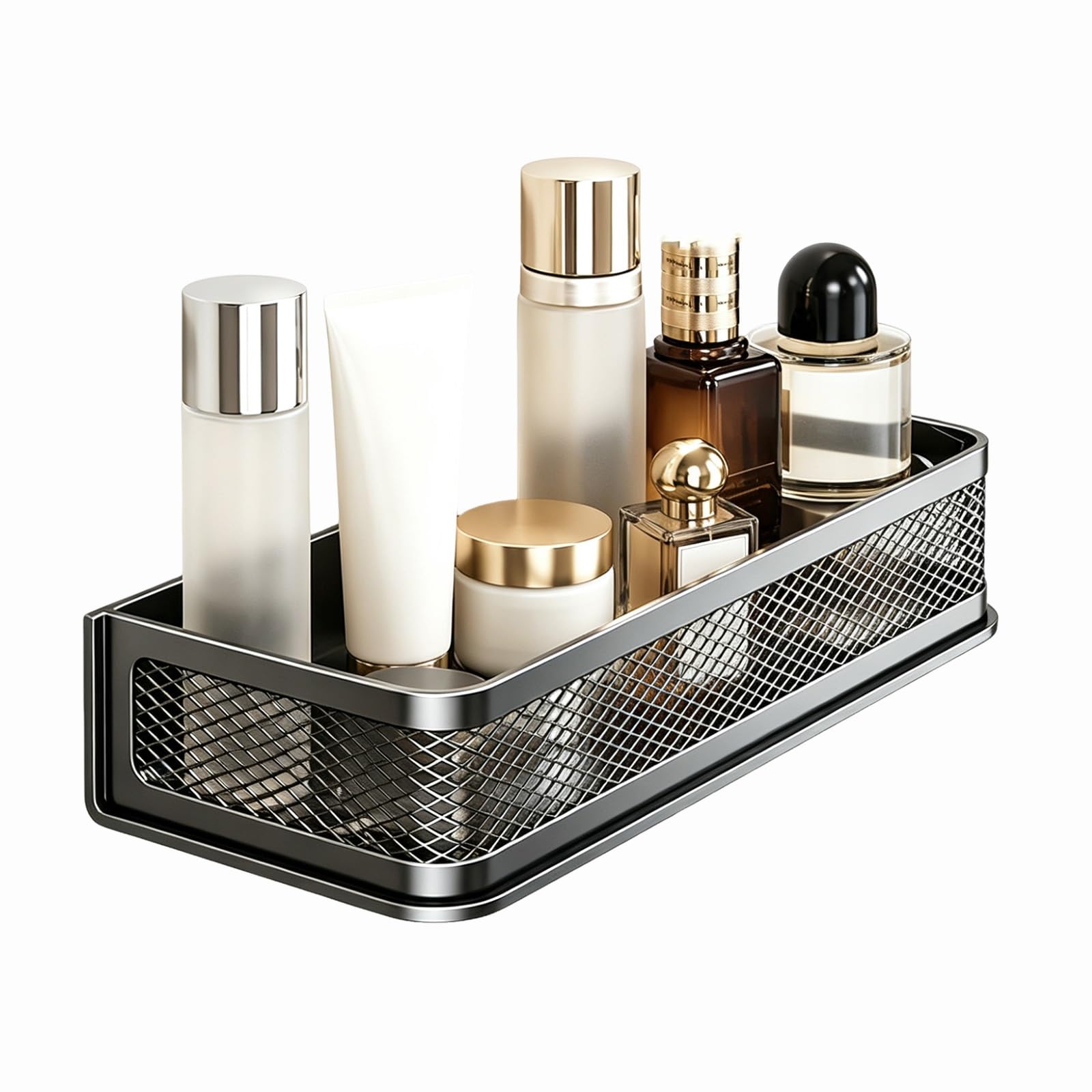 Porta Shampoo Adesivo Rimovibile, Organizer da Doccia a Parete Senza Fori | Disponibile con/senza Portasciugamani per Bagno, Cucina, Balcone, Dormitorio, Appartamento(Nero,60cm/23.6")