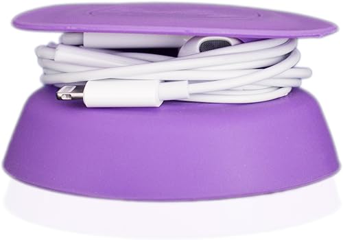 Budley - Funda para auricularesauriculares sin enredos, sistema de almacenamiento compacto, silicona (morado, juego de 1)