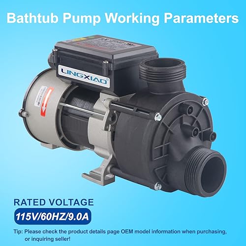Miniatura 3 de LINGXIAO Bomba de baño de 1.5 HP y bomba de baño de bañera de hidromasaje - Motor de bomba LX de 110 V - 120 V, puerto de 1.5 pulgadas, compatible