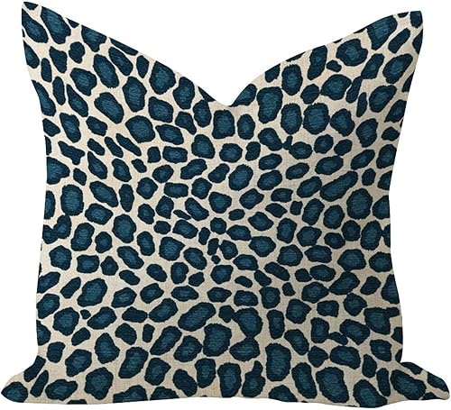 Funda de almohada con estampado de leopardo y guepardo, 20 x 20 pulgadas, lino de arpillera, elegante, funda de almohada con manchas de animales,