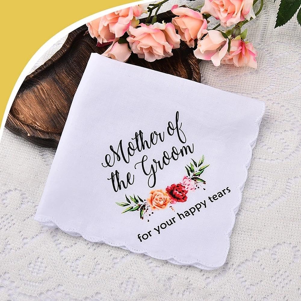 Wedding Handkerchief Lace Hanky Happy Tears Handkerchiefs Hankies Mother of the Bride Groom Gift for Wedding Day - Image 3