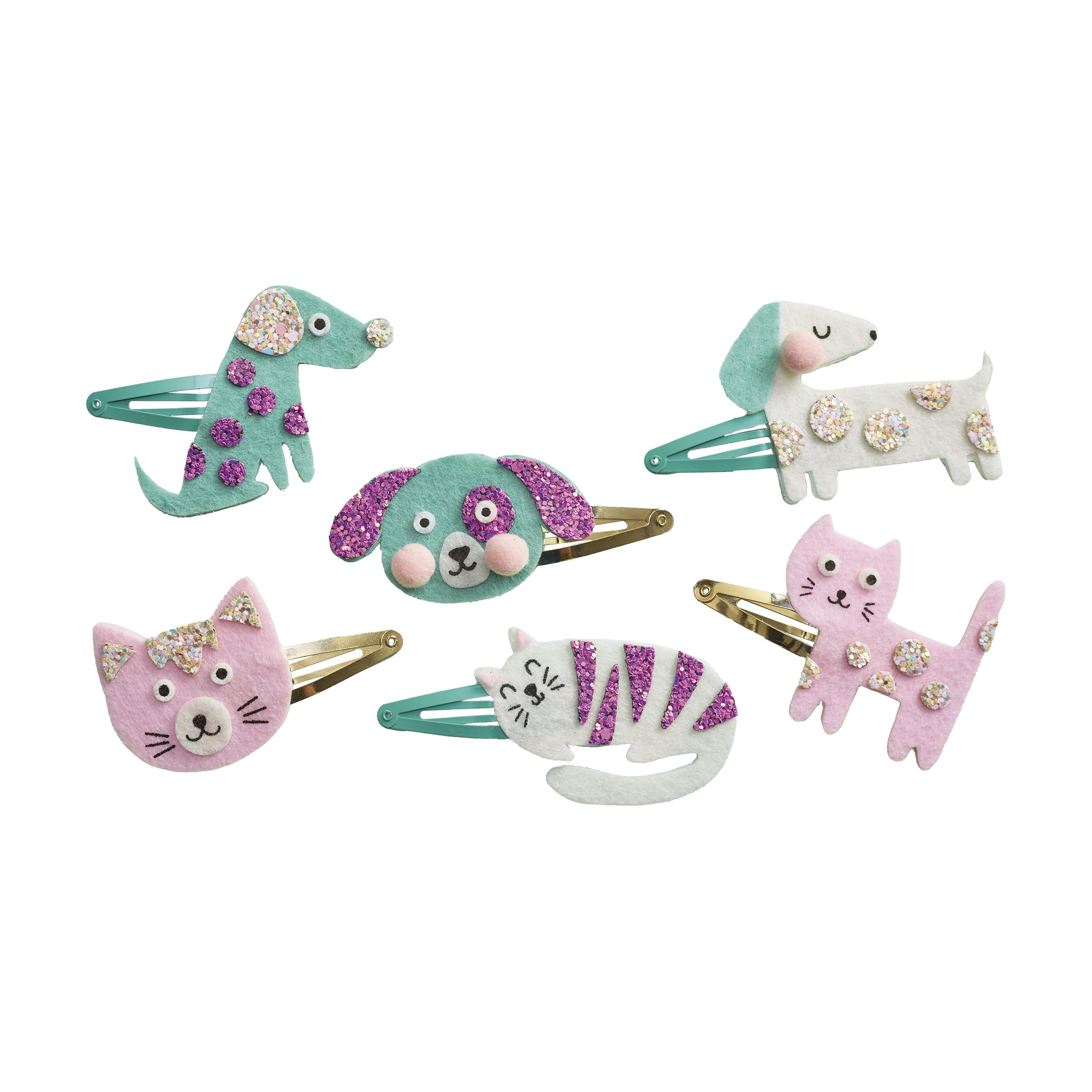 Janod, Set of 6 hair clip to Create, Cat and Dog, Children's Creative Leisure Kit, Fine motor skills and creativity - Image 2