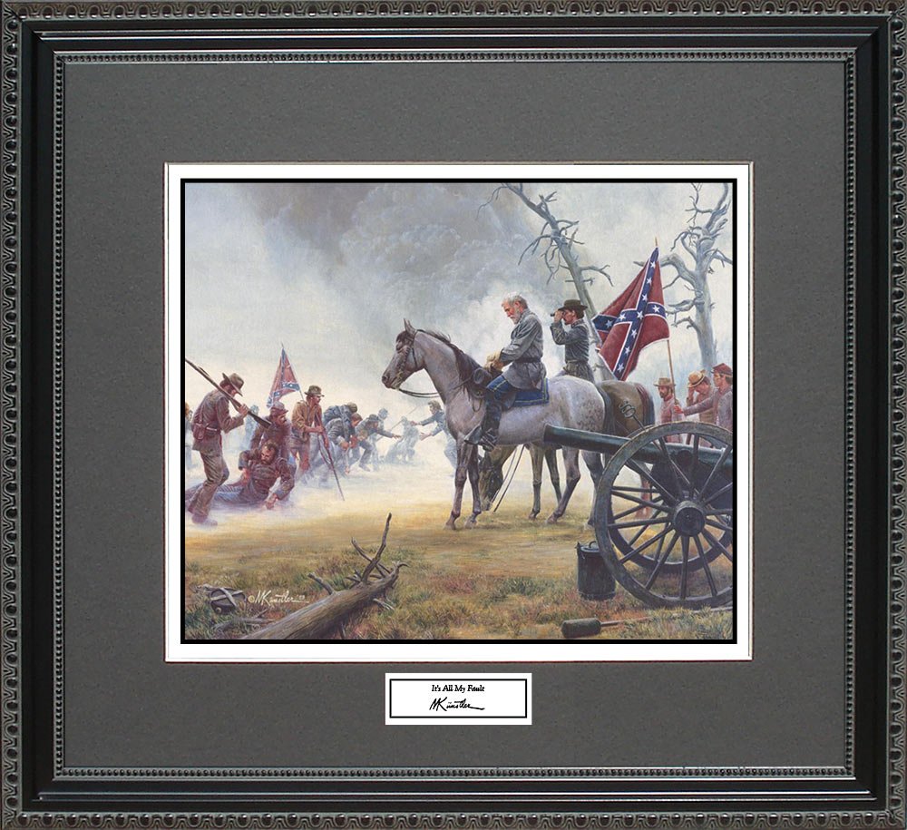 BigOfficeArt Mort Kunstler It's All My Fault Framed Wall Art Civil War Print, 18x16