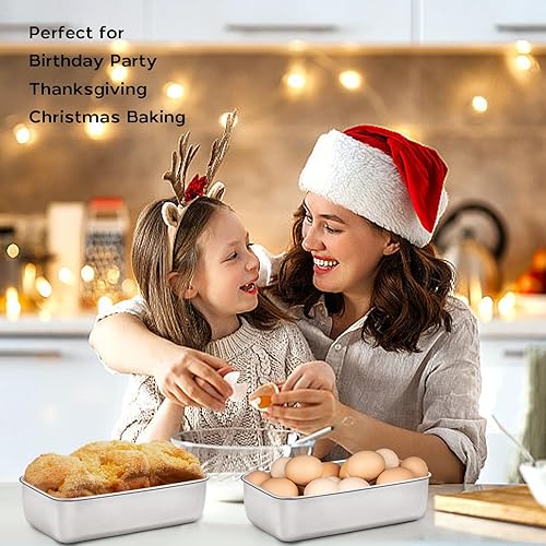 Miniatura 7 de Onader Juego de 4 moldes para pan de carne de acero inoxidable para hornear de 9 x 5