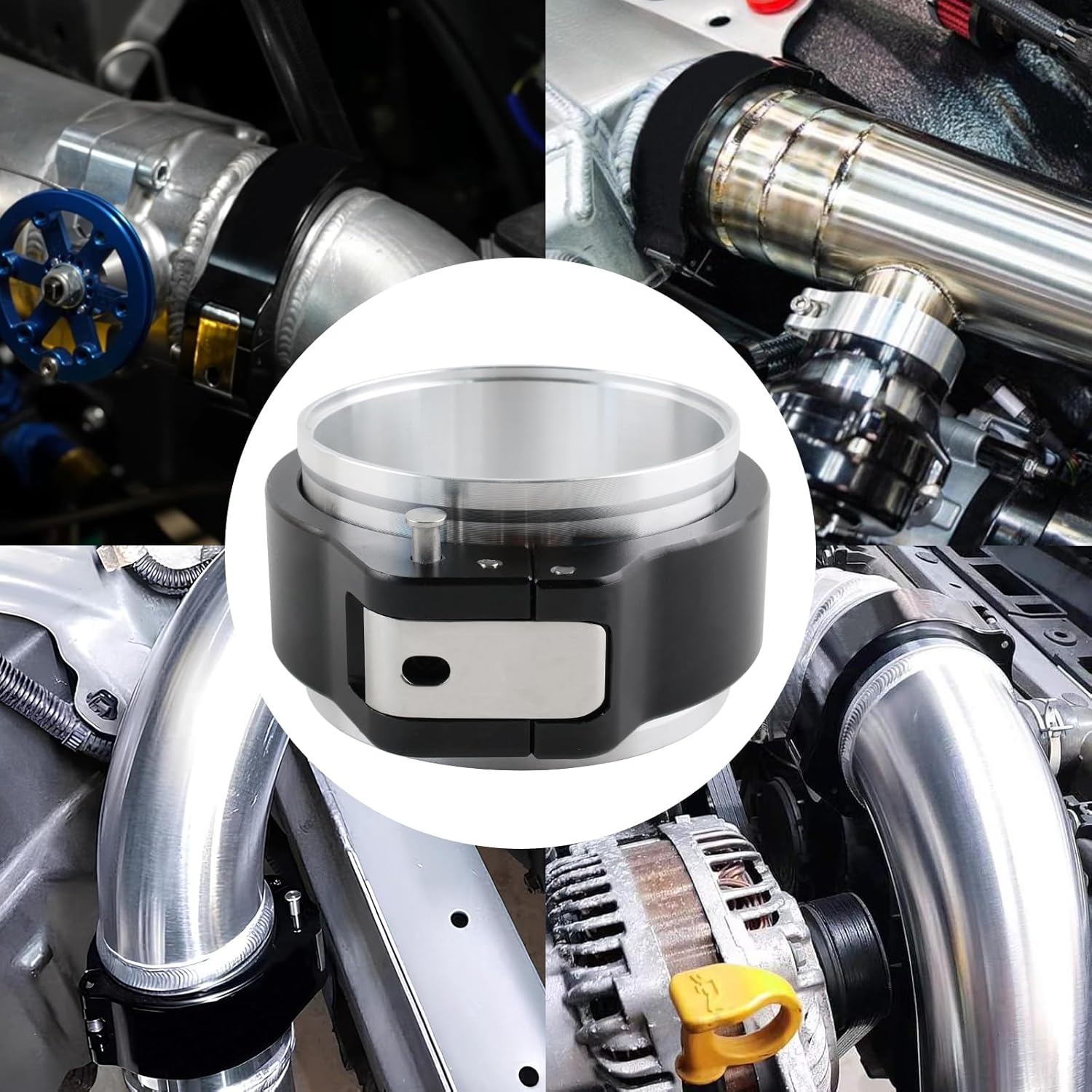 3 Inch Aluminum Quick Release V Band Clamp with Flange, Intake Intercooler Pipe HD Clamp, Pinless