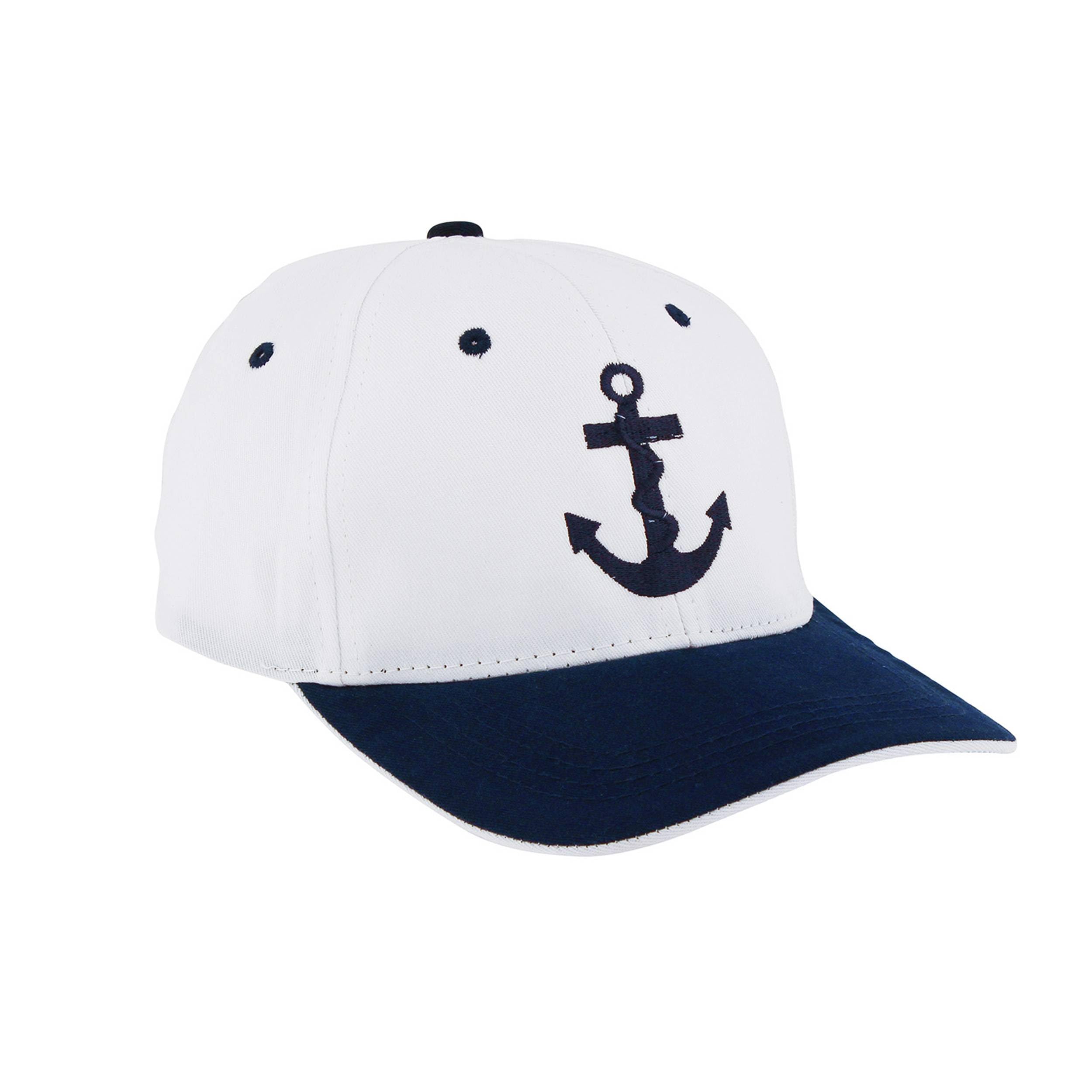 Nklaus Men's Blue Cap 'Anchor' White/ Cotton Embroidered - Nautical Retro Style Hat Ocean Elegance 16077, Xxs-4Xl