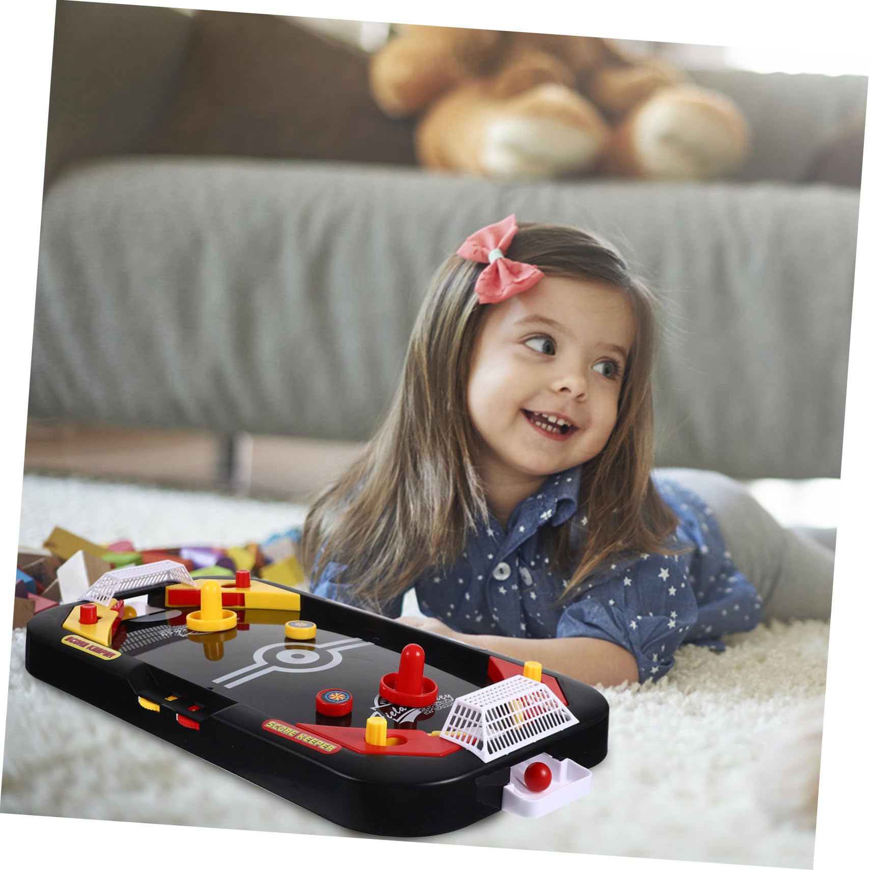 SUPVOX Jeu de Hockey sur Glace de Table Éducatif Mini Compétition 2 Joueurs Plastique Noir