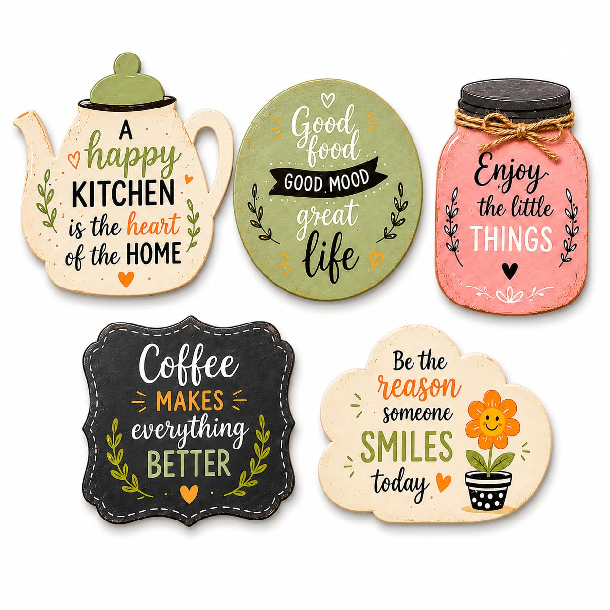 MyBuddy Set of 5 Wooden Fridge Magnets for Kitchen Decor | Motivational Quotes Refrigerator Magnets | Coffee, Kitchen & Home Decorative Magnets | Wooden Home Decor-image-43