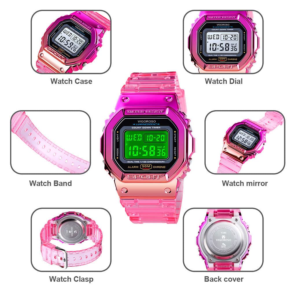 VIGOROSO Montre numérique étanche pour Homme et Femme