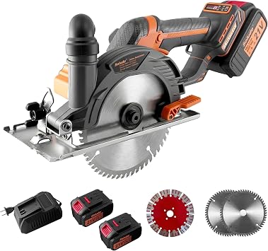 6-Inch 21V Brushless Cordless Circular Saw with 2 x 4.0Ah Lithium Batteries Electric Cutting Circular Saw with 3 Saw Blades for Wood, Metal, Tile, Drywall, Plastic Cutting