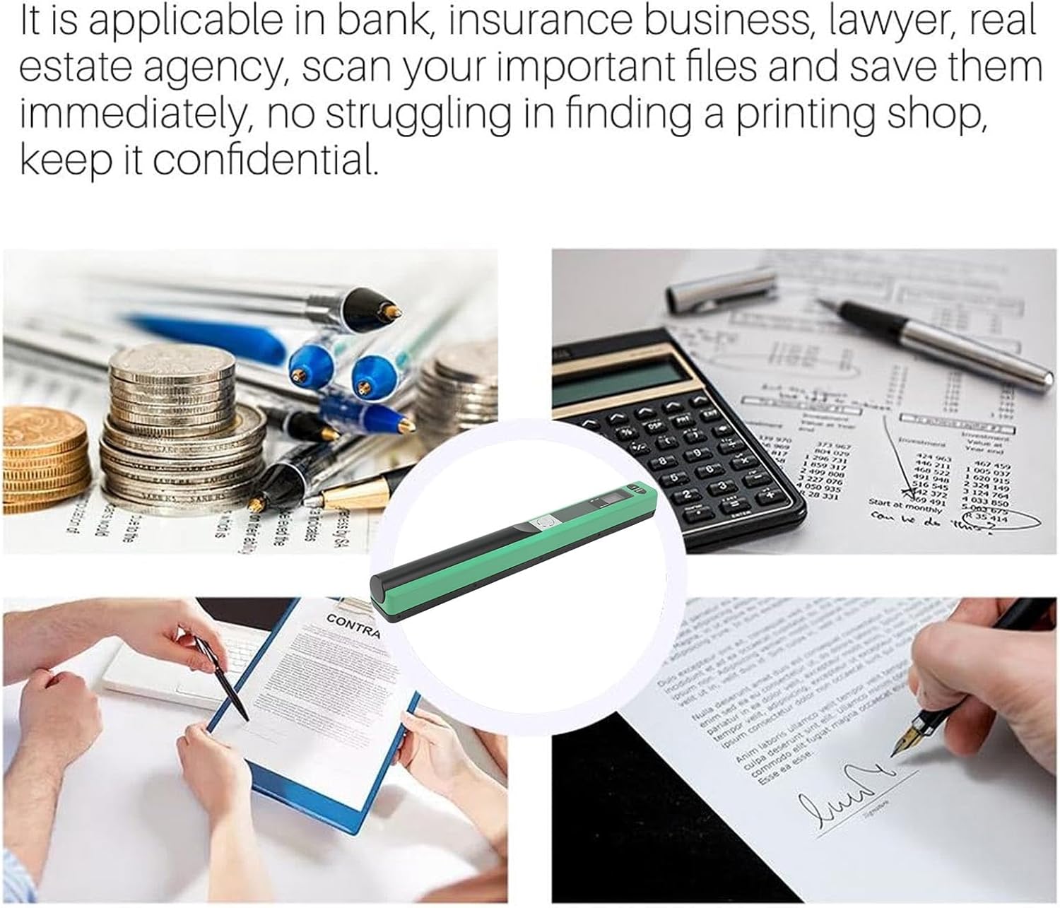 Ymiko A4 Document Scanner Portable High Resolution 900 DPI Multifunctional Handheld Image Scanner for Home Office Banking Library (Green)