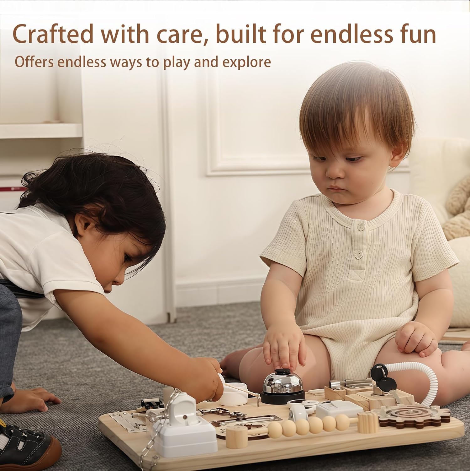 Potatomato Wooden Montessori Large Busy Board for Toddlers and Kids – Sensory Activity Board Toy for Babies Boys Girls Supports Fine Motor Skill Development for Children with Autism and ADHD