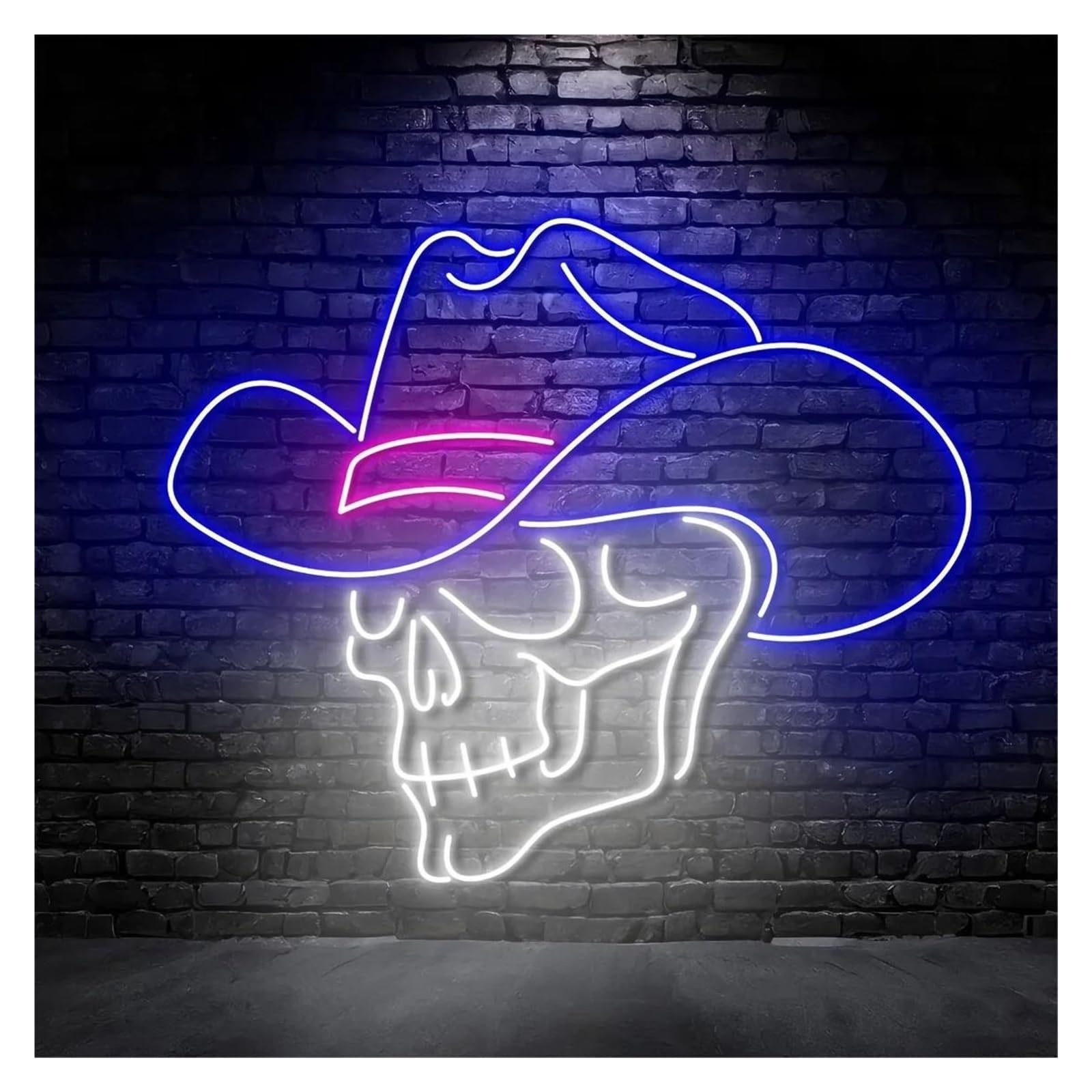 SHOUXI Sign Lamp Cowboy Skull Neon Sign Wall Decor Country Bedroom Game Room Bar Decor 40cm