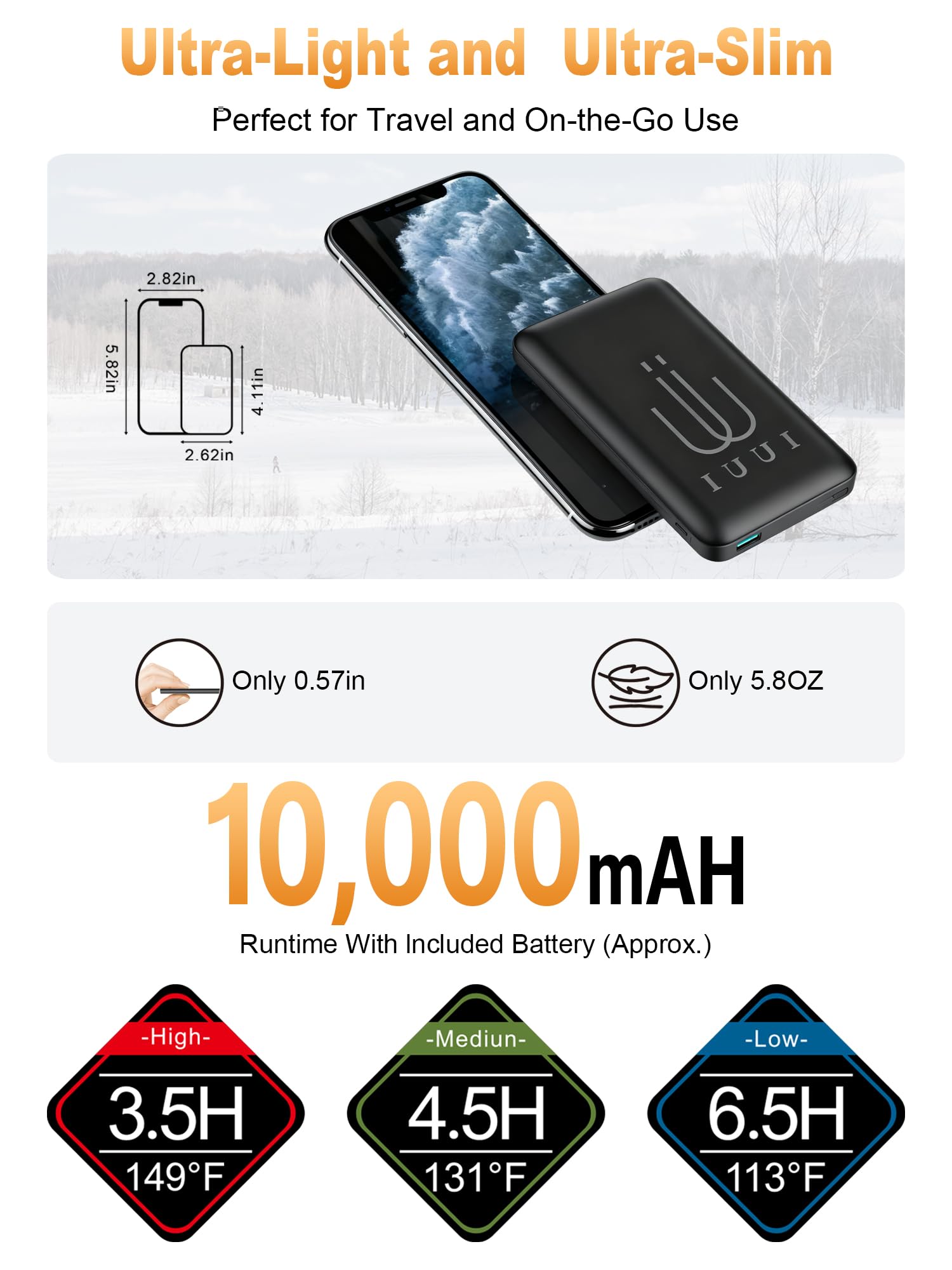 IUUI Women Heated Vest with Battery Pack Included,Quick Heat Up Warming Vest Electric Rechargeable,Long-Lasting Heated Coat