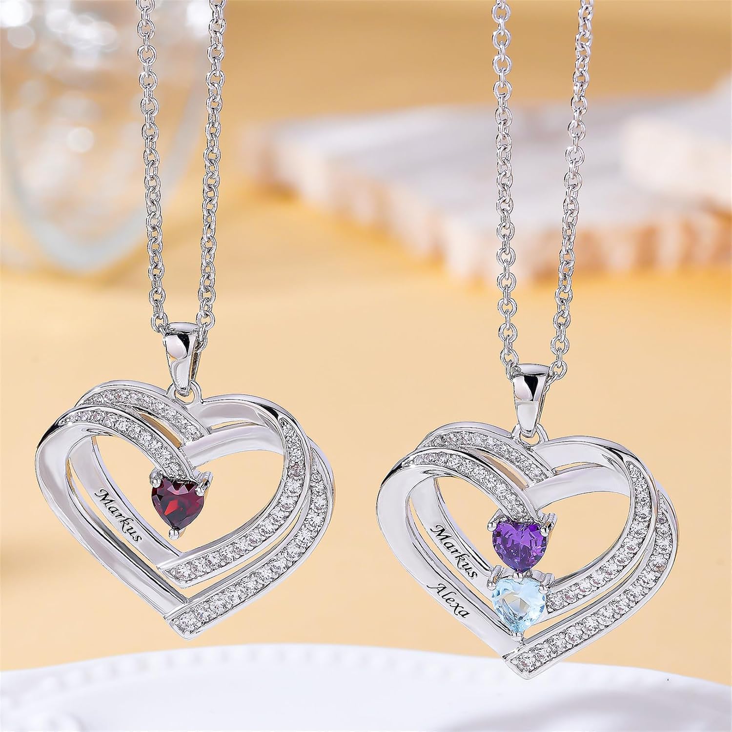 LucySky 925 Sterling Silver Mother Necklace with 1-4 Birthstones, Custom Necklace for Women, Personalized Christmas, Birthday Day, Mother's Day Gift for Wife, Girlfriend, Grandma