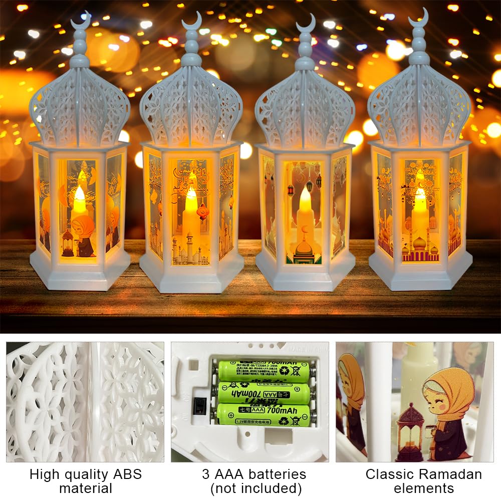 DIY Ramadan Lamp LED Mubarak Ramadan Lantaarn Houten Eid Mubarak Decoratie Verlichting voor Islamitisch Home Party Festival Oosterse Lamp voor Moslim Islam Eid Batterij-aangedreven,A