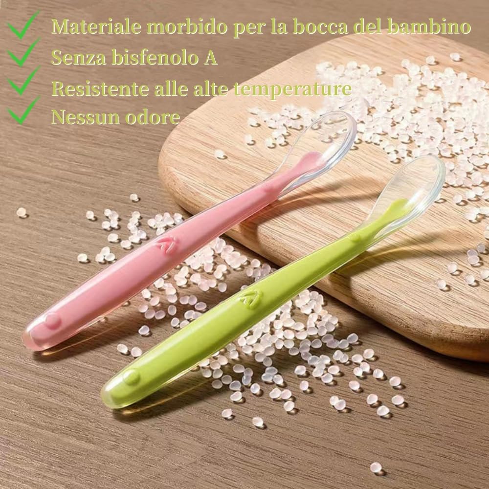 Set 6 Cucchiai Svezzamento In Silicone - Posate Morbide Senza BPA Per Neonati