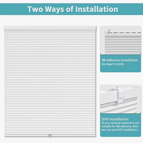 Miniatura 4 de MYshade Persianas celulares sin cordones, sin herramientas, sin taladro, persianas opacas para ventanas de interior, tamaño 24 pulgadas de ancho x