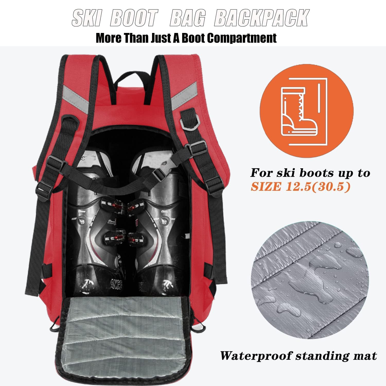 KEOFID Ski Boot Bag for Men and Women, 50L Ski Travel Backpack and Snowboard Bag