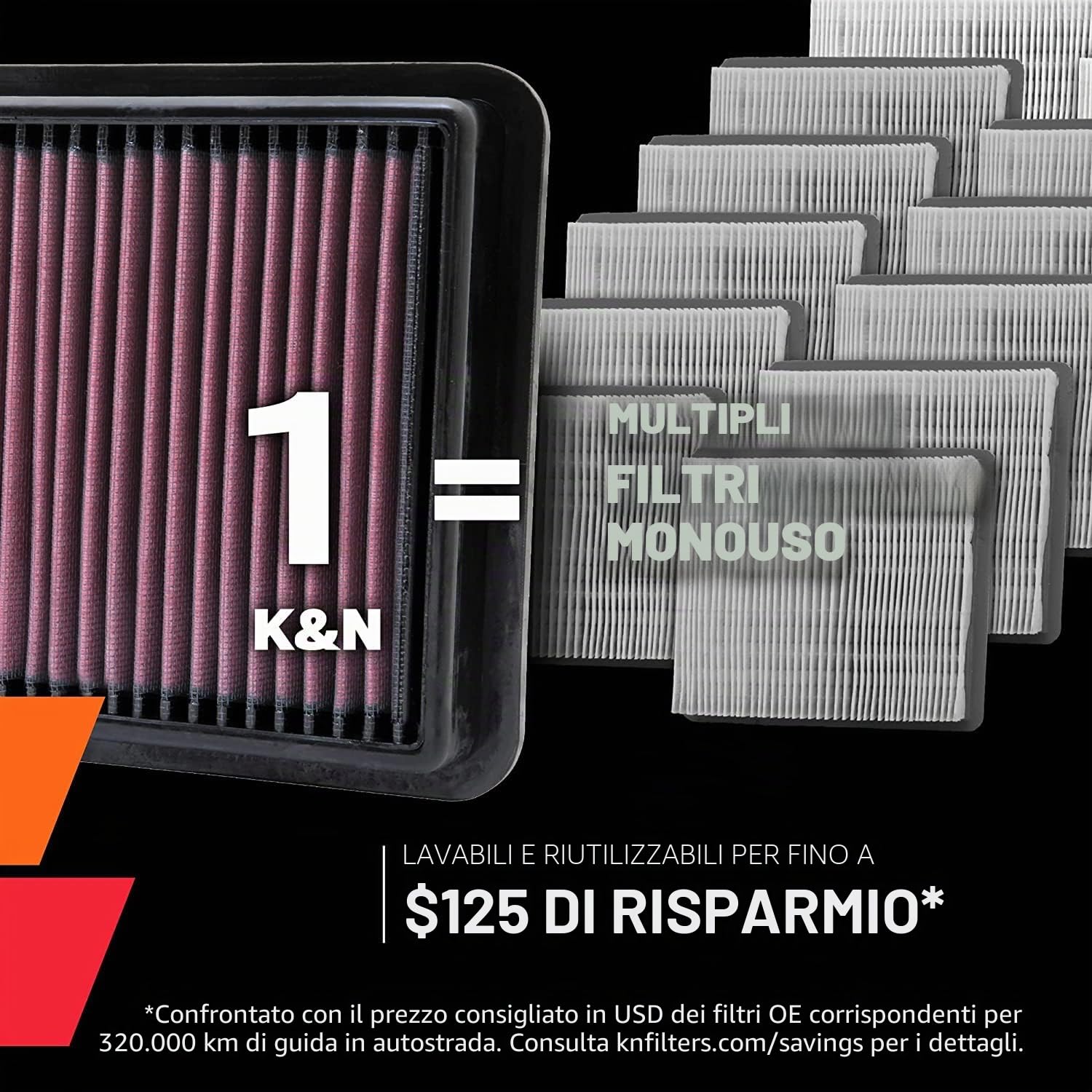 K & N 33 – 3037 Filtro ad Aria, rosso
