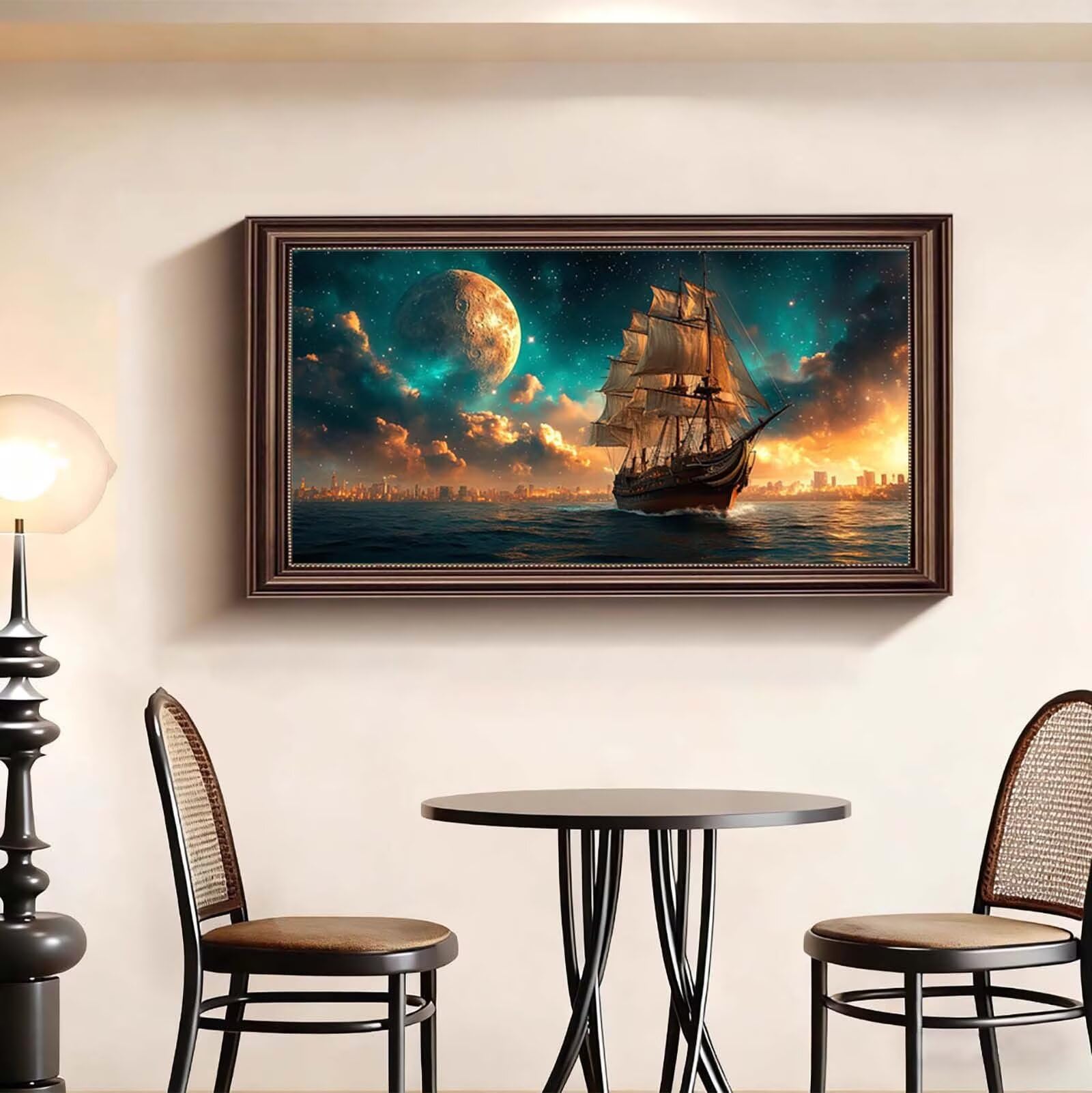 Malowanie diamentami Żaglówka, malowanie diamentami dorośli 70 x 140 cm n5w-186 | morski diament duży rozmiar kompletny zestaw, DIY pełny zestaw do haftu krzyżykowego do haftu krzyżykowego, dekoracja domu