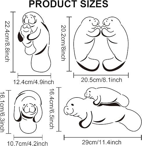 Miniatura 9 de MAYJOYDIY Plantilla de pintura de murciélago y fase lunar de 11.8 × 11.8 pulgadas, luna creciente, estrella, flor, reutilizable, material para