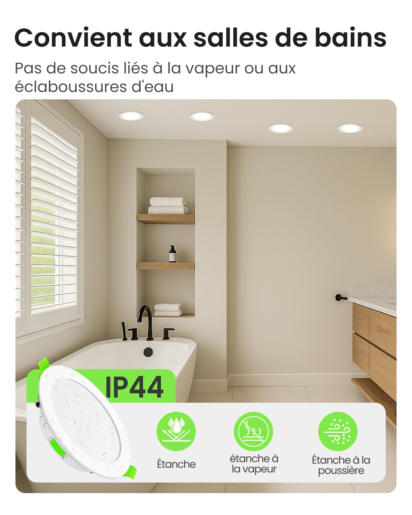 LED Spot Encastrable Extra Plat 230V, 10W 800 Lumen Dimmable Rond Ultra Slim éclairage Plafond Encastré, Blanc Chaud 3000K Blanc Neutre 4000K Blanc Froid 6500K Pour Salle de Bain, Cuisine, Lot de 12