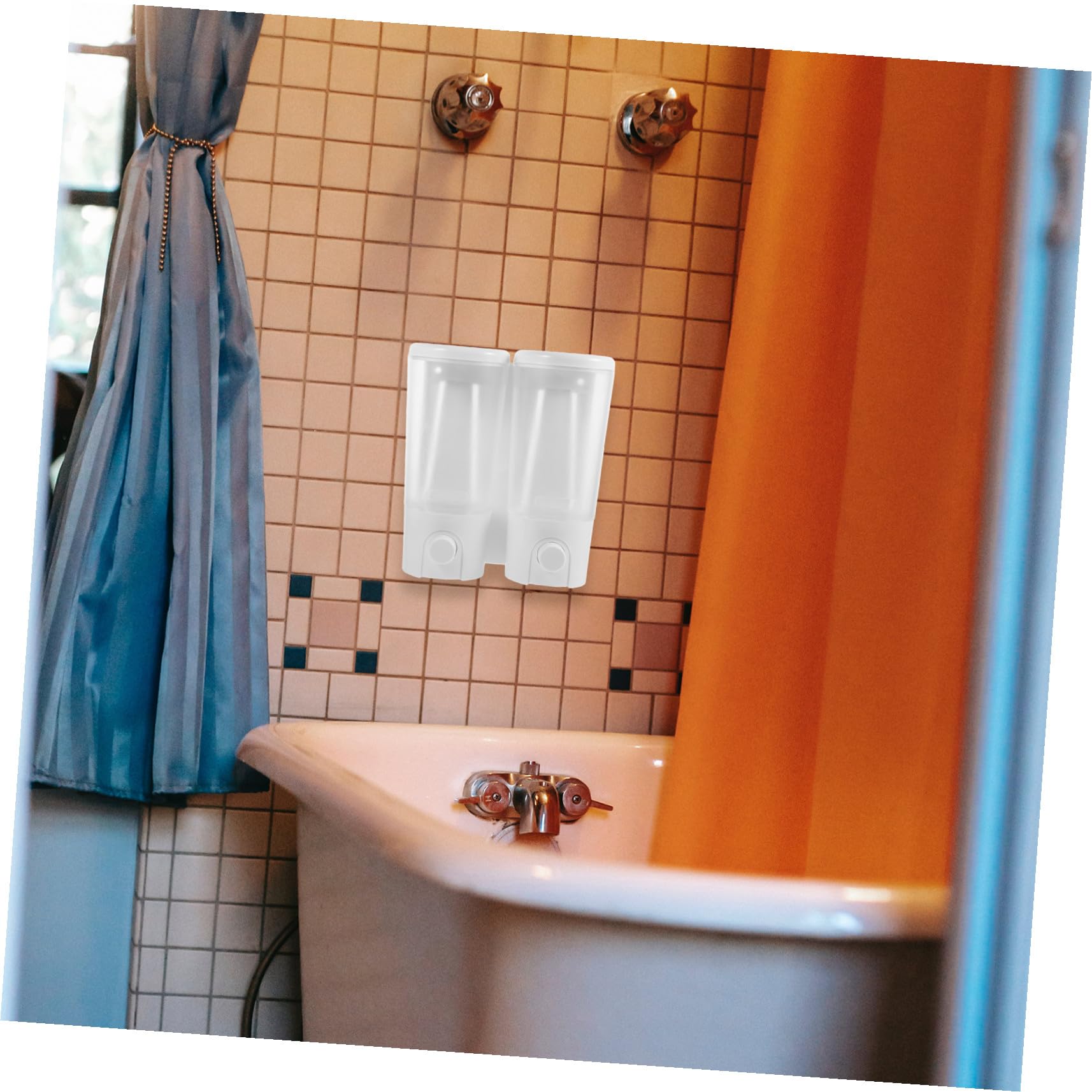 VILLCASE Dispensador de Jabón para Pared sin Taladro Doble Botella para Champú y Acondicionador Montaje Mural Práctico y Resistente para Baño y Ducha Instalación Fácil y Ahorro de Espacio