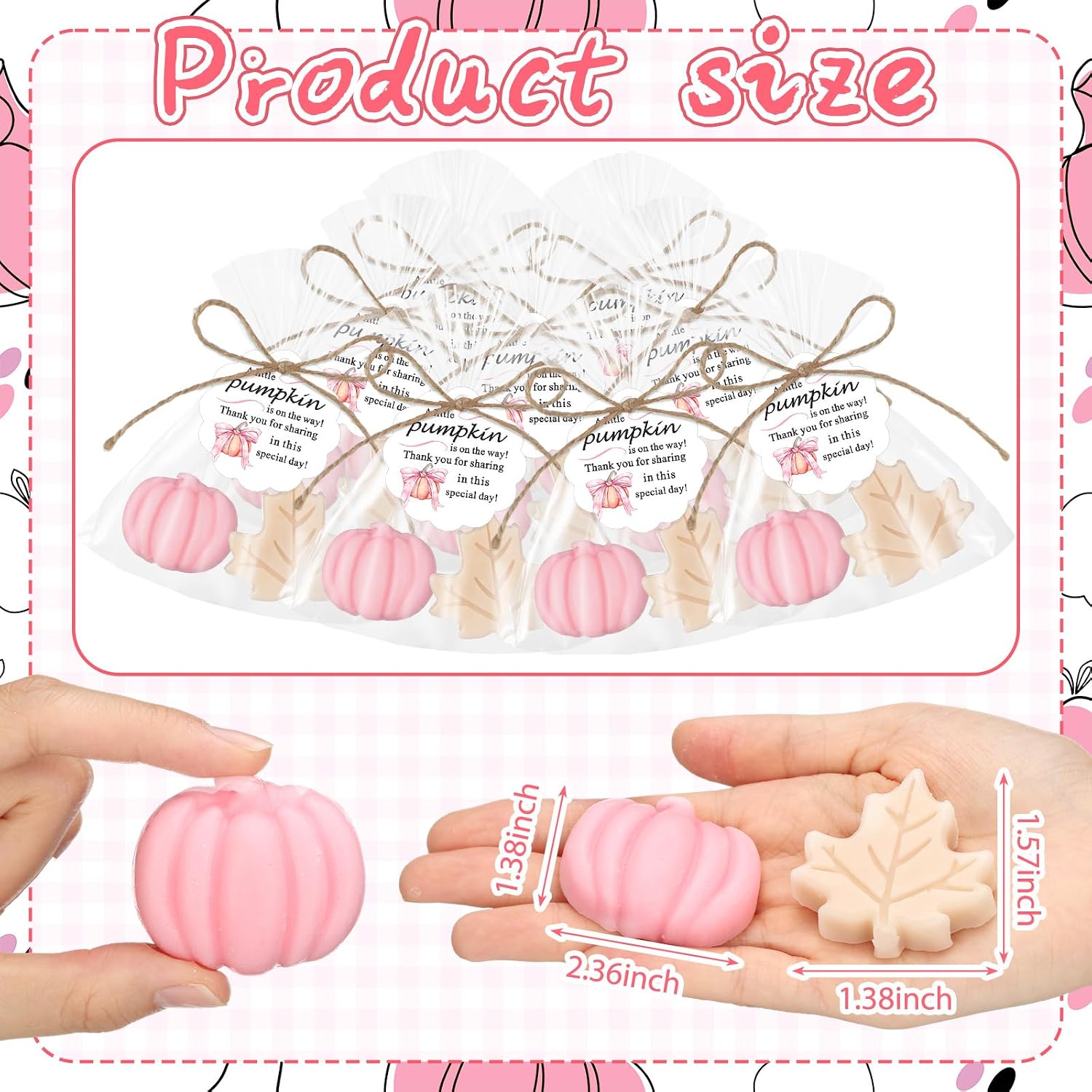 Leelosp 20 Sets Pumpkin Baby Shower Favors 10 Pumpkin and 10 Maple Leaf Soap 20 Thanks Cards 20 Gift Bags with String for Fall Thanksgiving Bridal Shower Wedding Autumn Party Guest Gifts