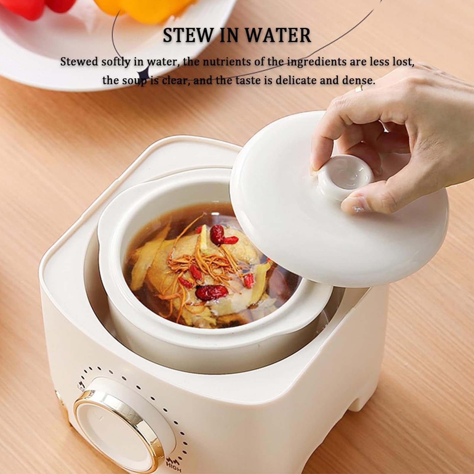3-Tier Vaporiera Elettrica per Alimenti – Vaporiera in bambù da 350W con Pentola da 800ML, Controllo con Manopola Regolabile, Facile da Pulire, per Cucina Salutare per 1-2 Persone