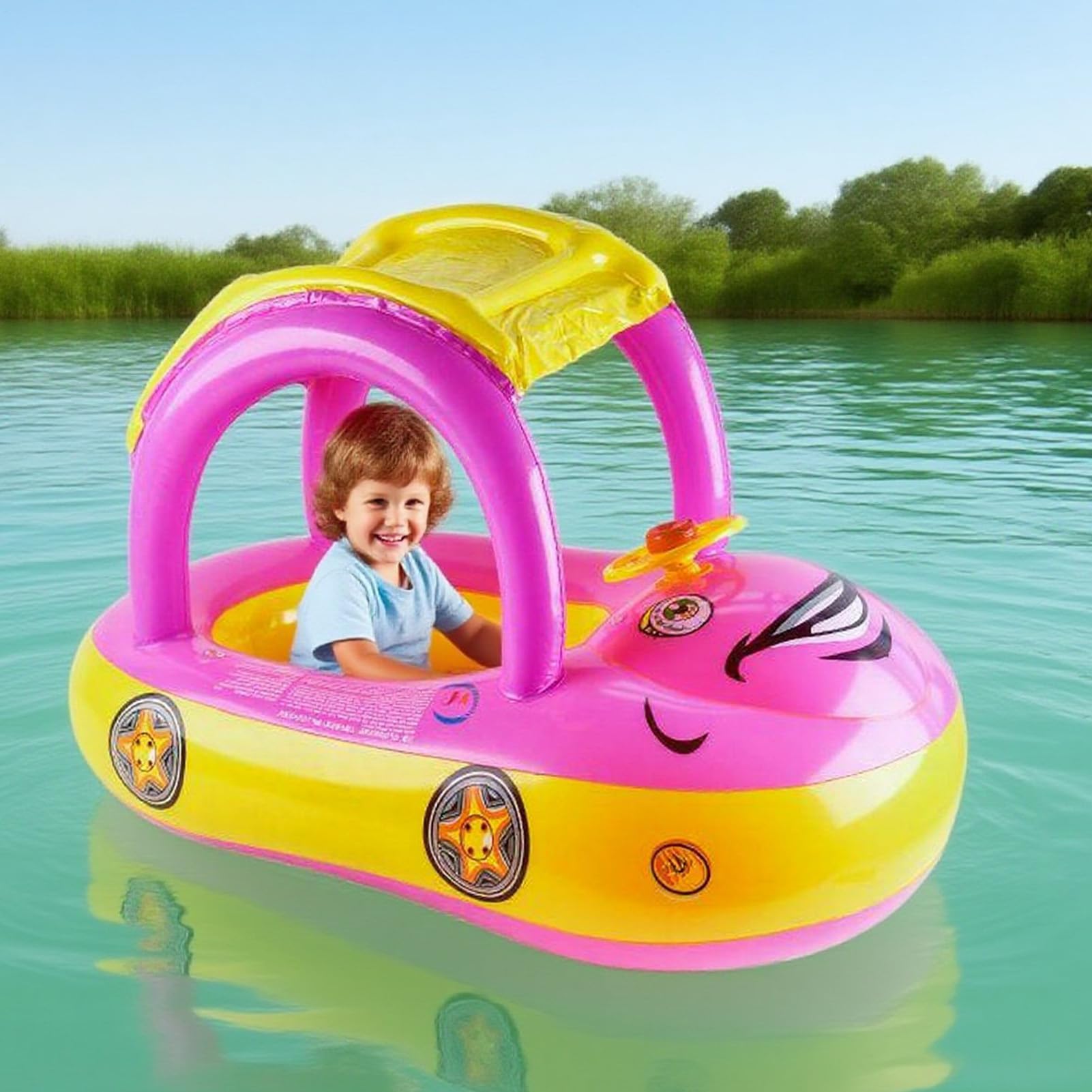 Aiuto per il nuoto per bambini | Pneumatici da nuoto gonfiabili con tettuccio parasole per piscina, lago e