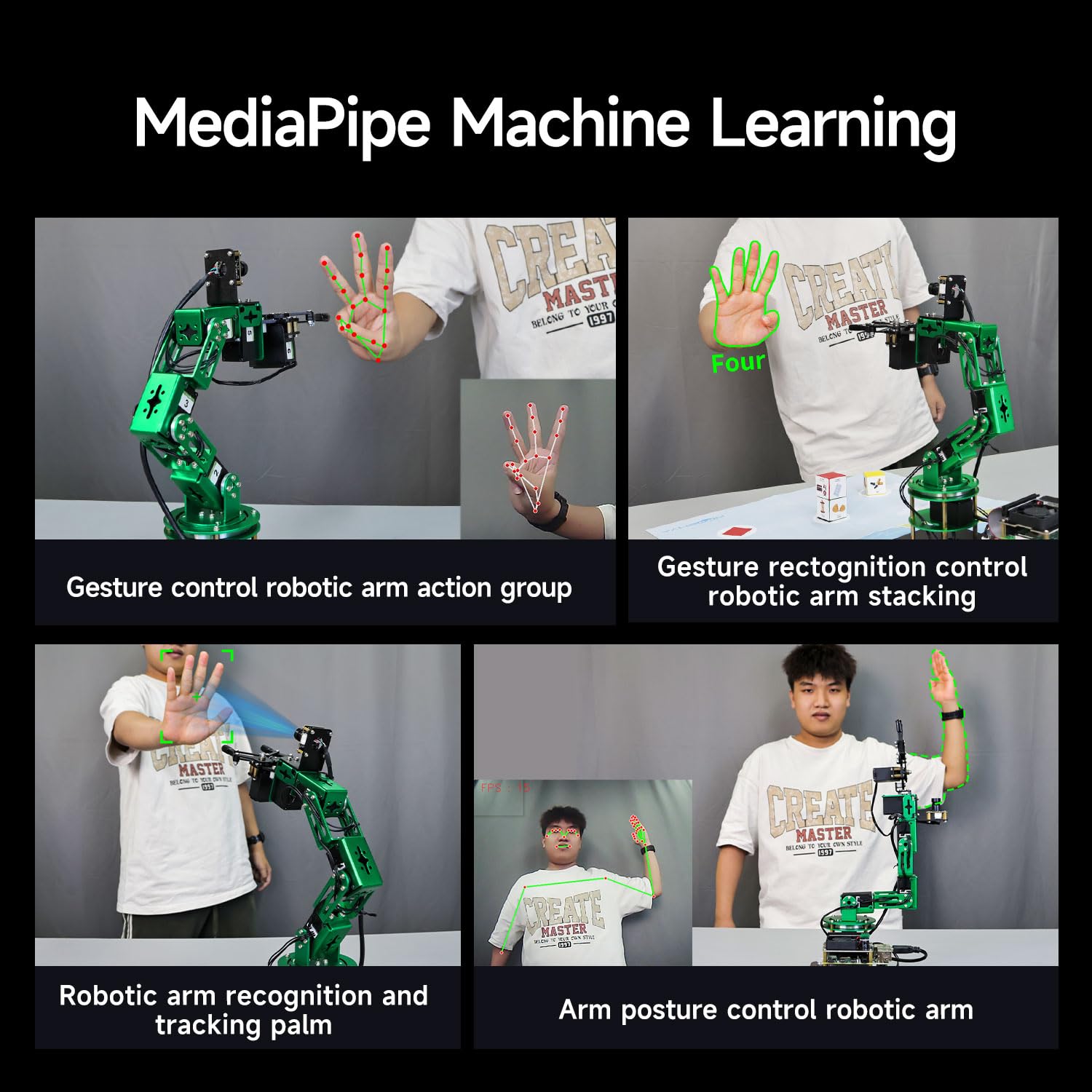 Yahboom 6DOF Robotic Arm for Raspberry Pi 5 ROS2,3D AI Vision Camera | Desktop Collaboration, Developed Python Programming for Mechanical Engineer(Standard without Pi5)