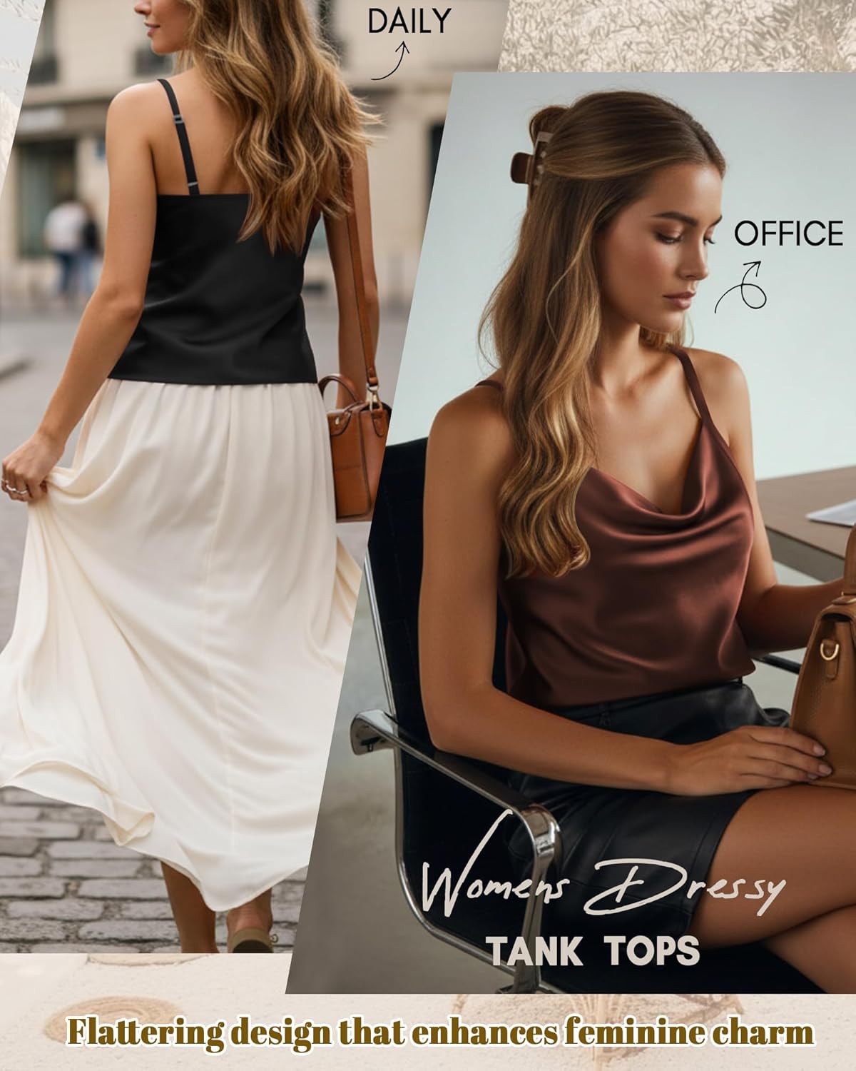 Xaatren 3 Pack Women's Silk Satin Camisole Cowl Neck Tank Tops Adjustable Spaghetti Strap Sleeveless Blouses Summer 2026